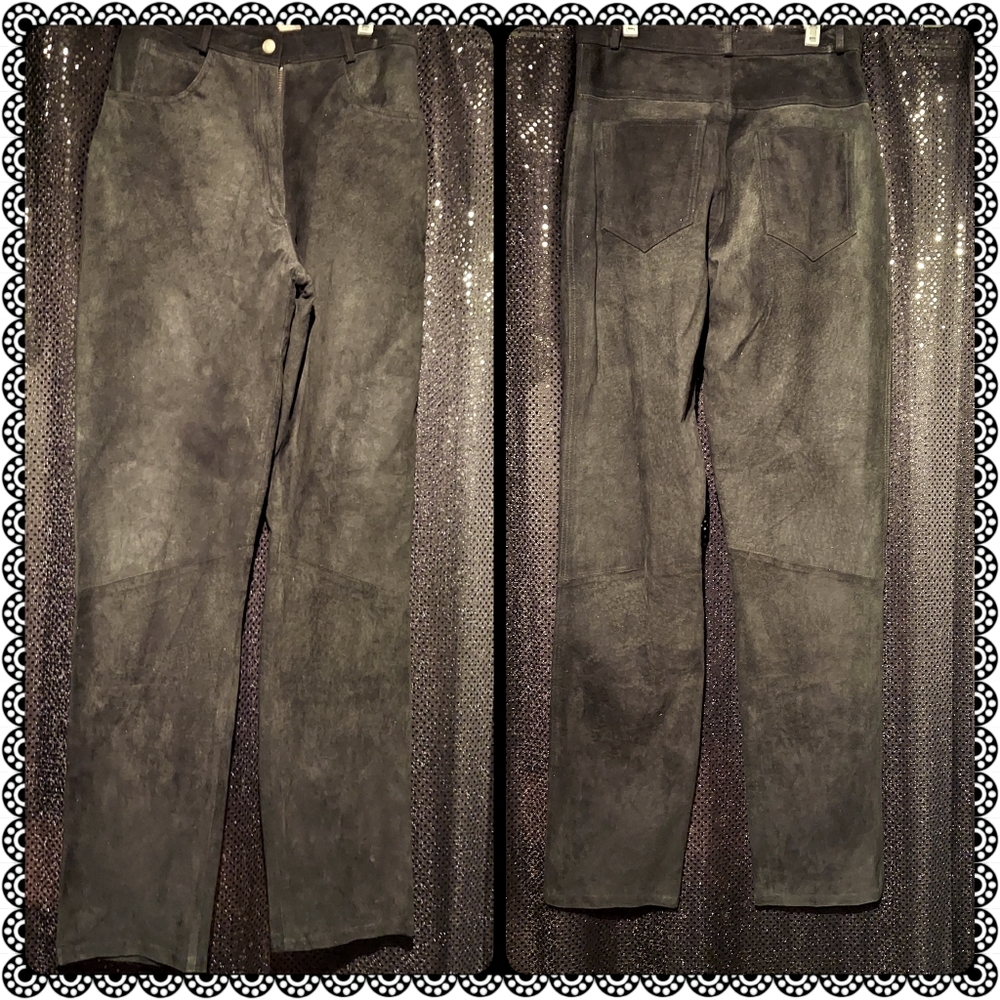 NWT vintage high waisted black suede pants size 9